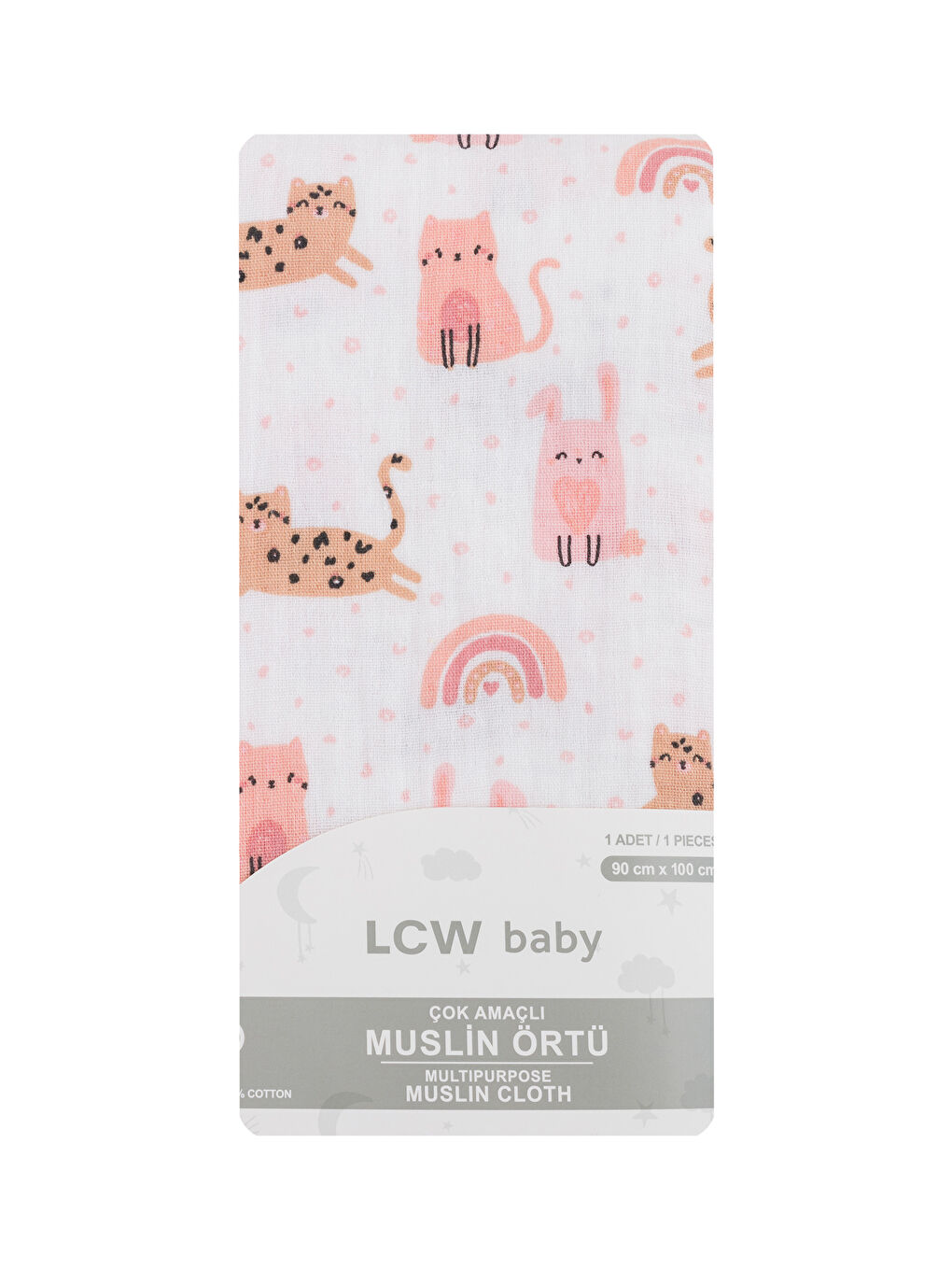 LCW baby Ekru Baskılı Baskılı Kız Bebek Müslin Örtü 90x100 Cm - 4