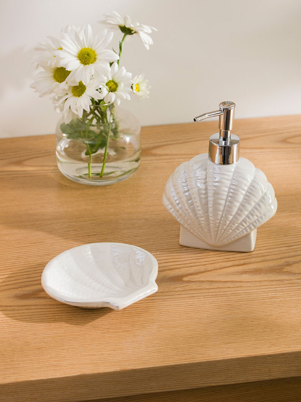 Ekru Seramik Sabunluk Seti-1