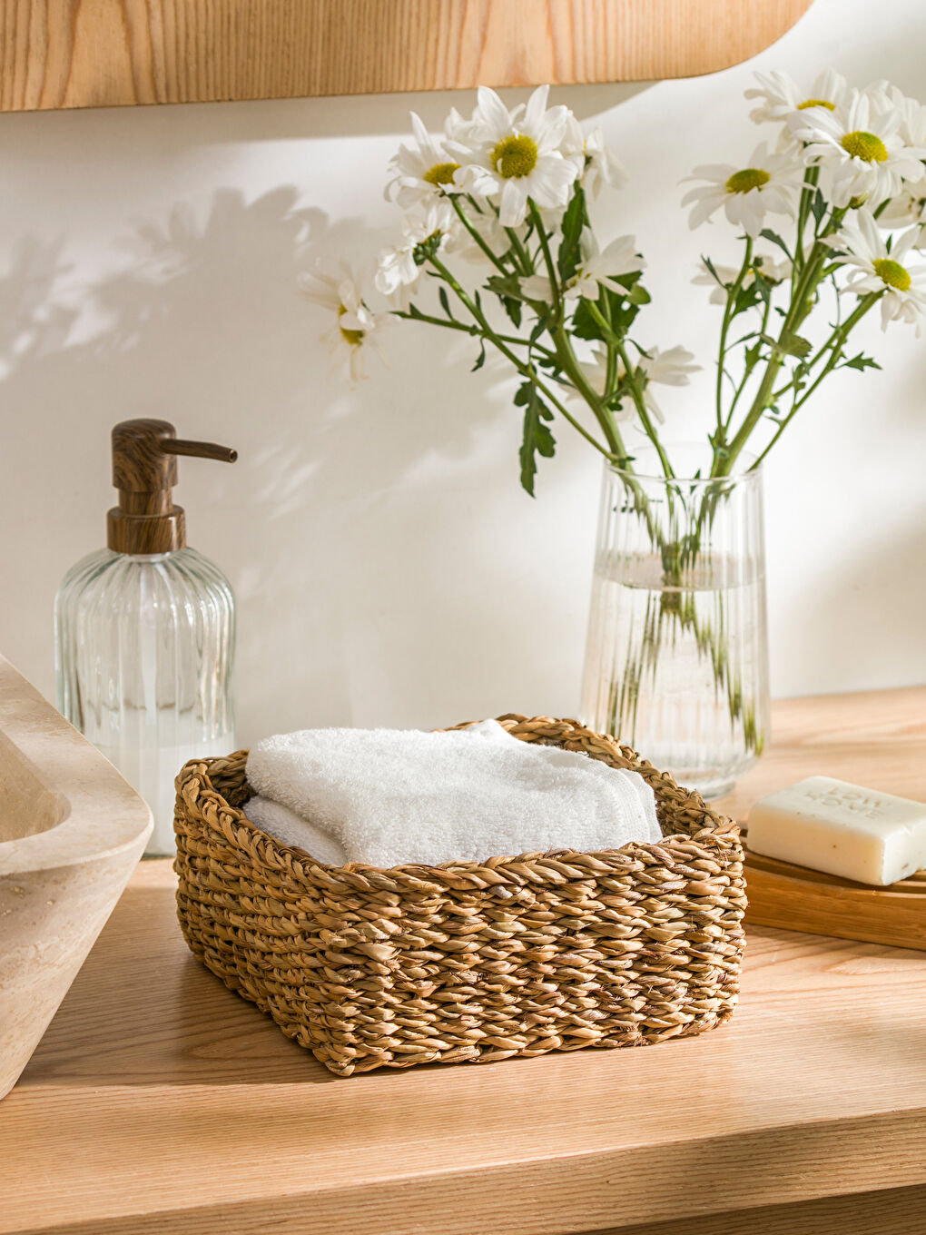 Kahverengi Dekoratif Hasır Sepet 18x18 cm