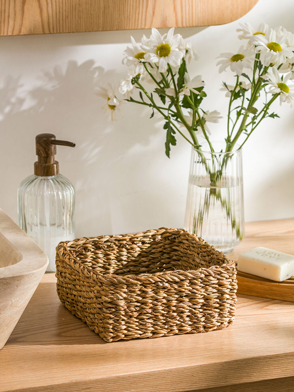 Kahverengi Dekoratif Hasır Sepet 18x18 cm-1