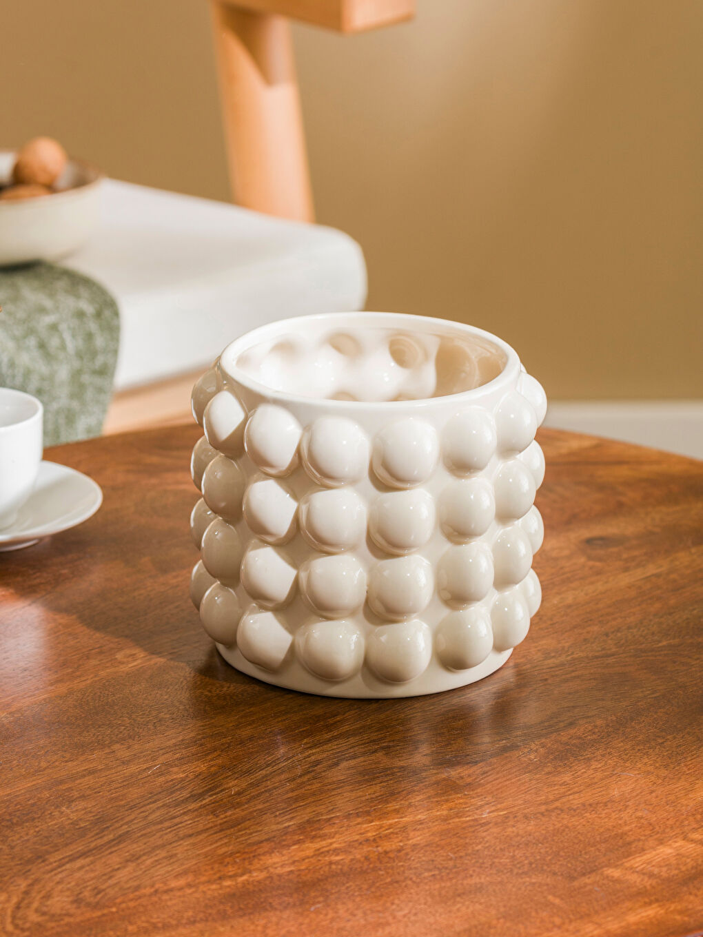 Bej Desenli Seramik Vazo-1