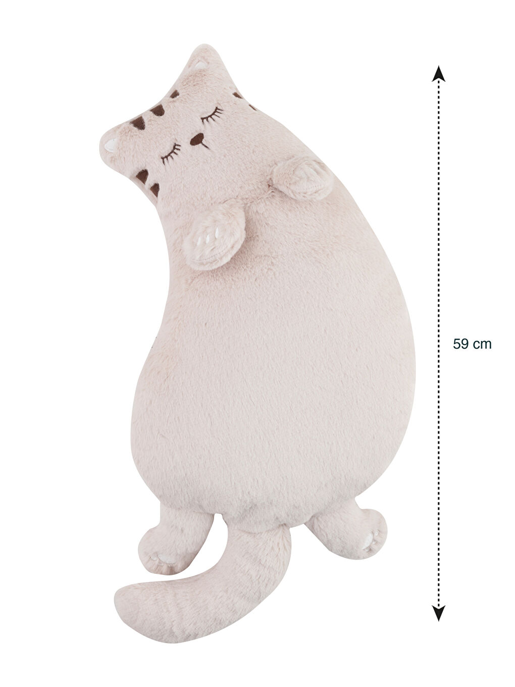 Bej Kedi Figürlü Dolgulu Pelüş Bebek Kırlent 59 cm-4