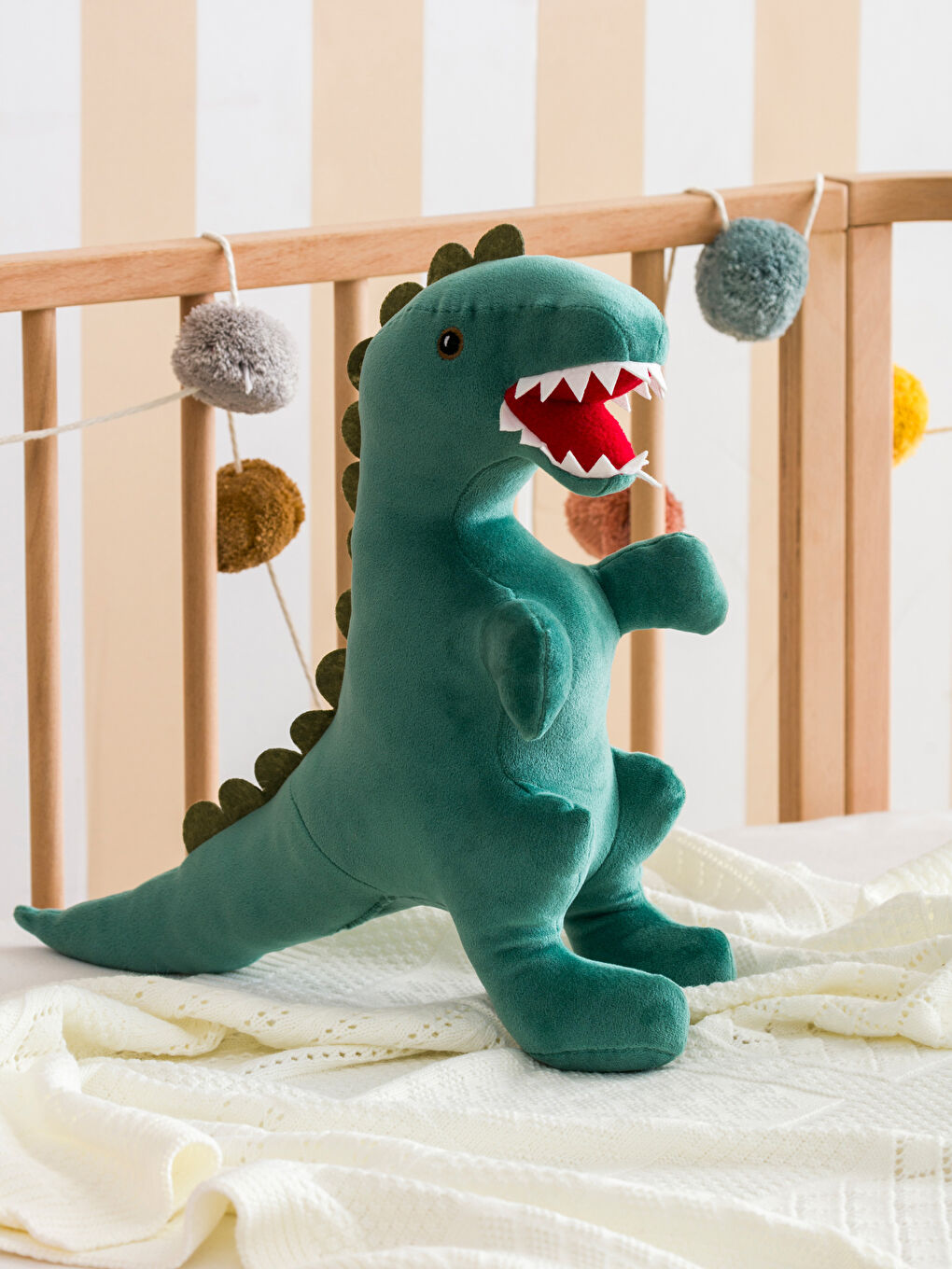 LCW HOME Haki Pelüş Dolgulu Dinozor Bebek Kırlent 32 Cm - 1