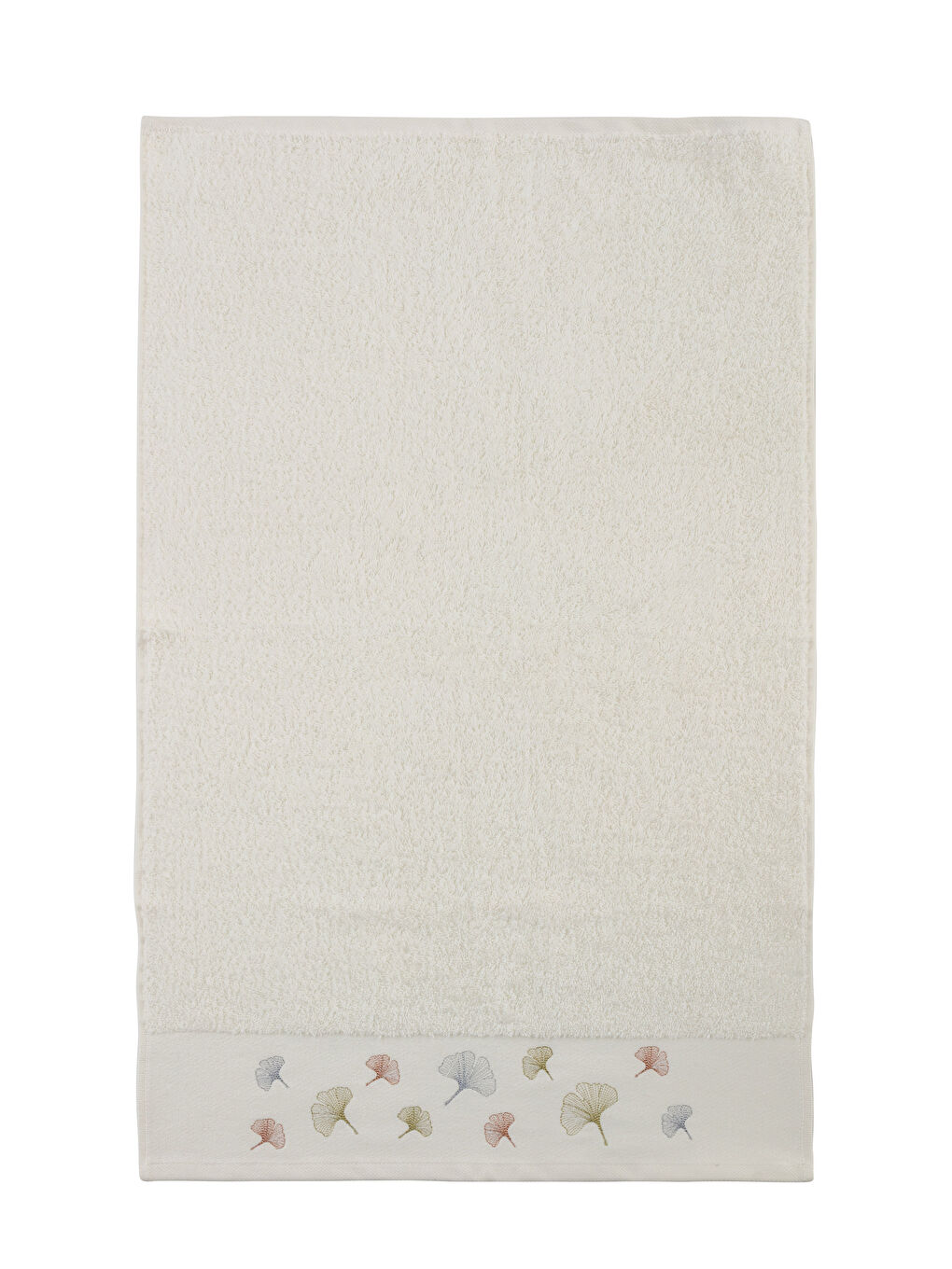 Ekru Çiçek Nakışlı Yüz Havlusu 50x80 cm-4