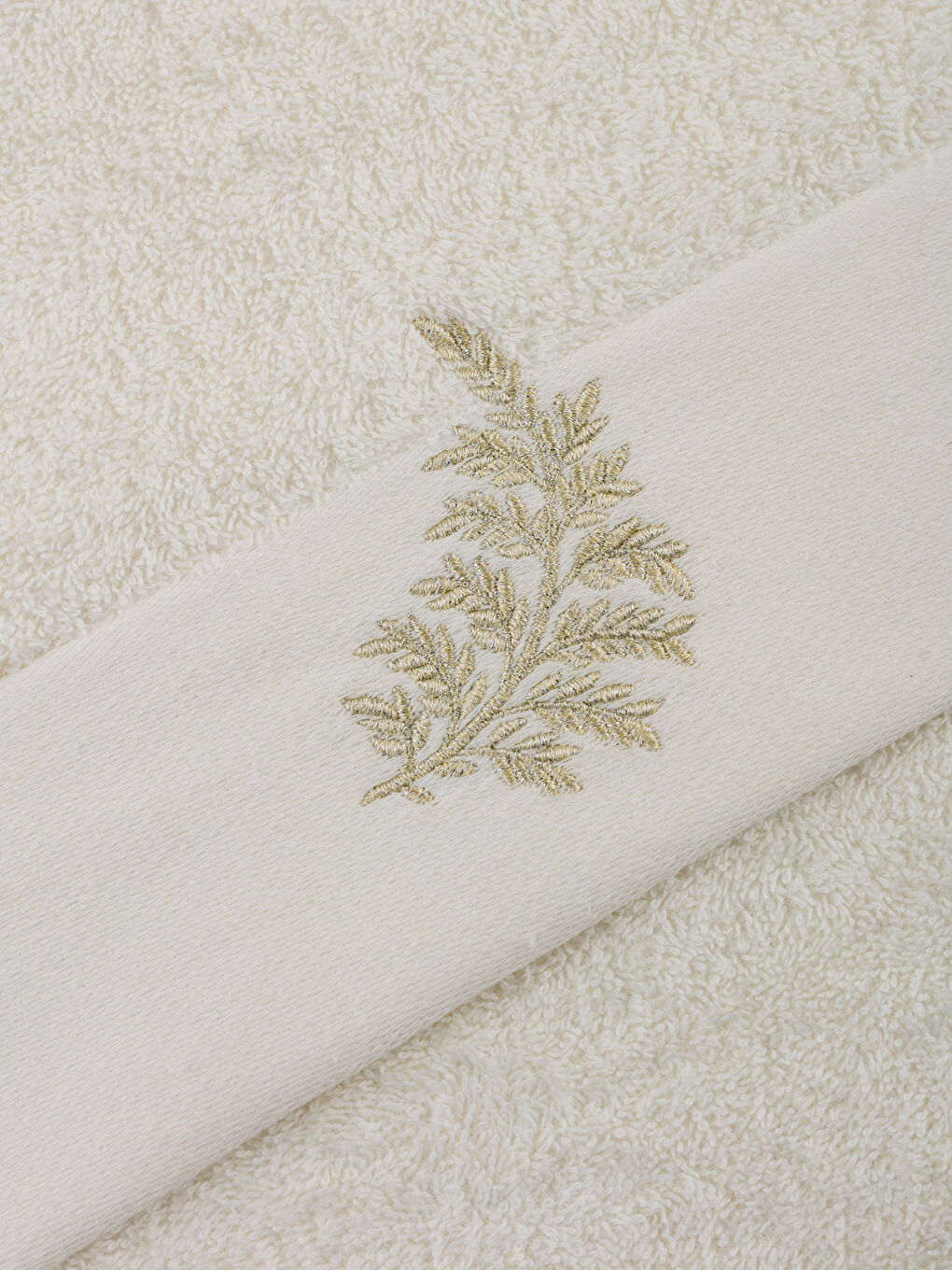 Ekru Nakışlı Yüz Havlusu 50x80 cm-3