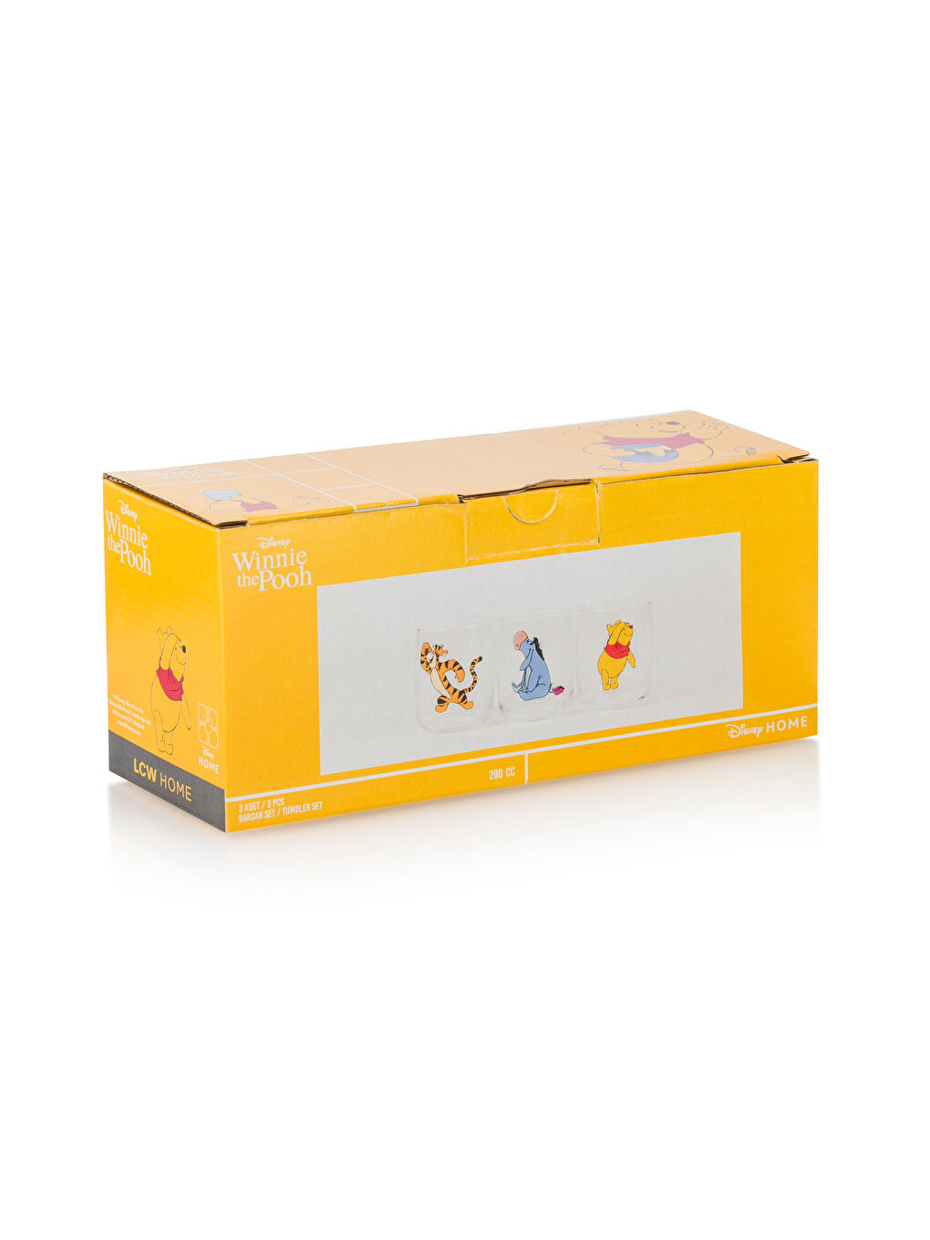 Karışık Winnie The Pooh Baskılı Cam Bardak 3'lü 280 ml-3