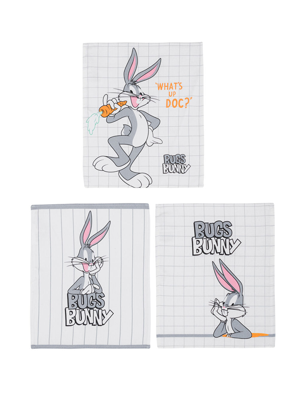 Karışık Bugs Bunny Baskılı Kurulama Bezi 3'lü-4