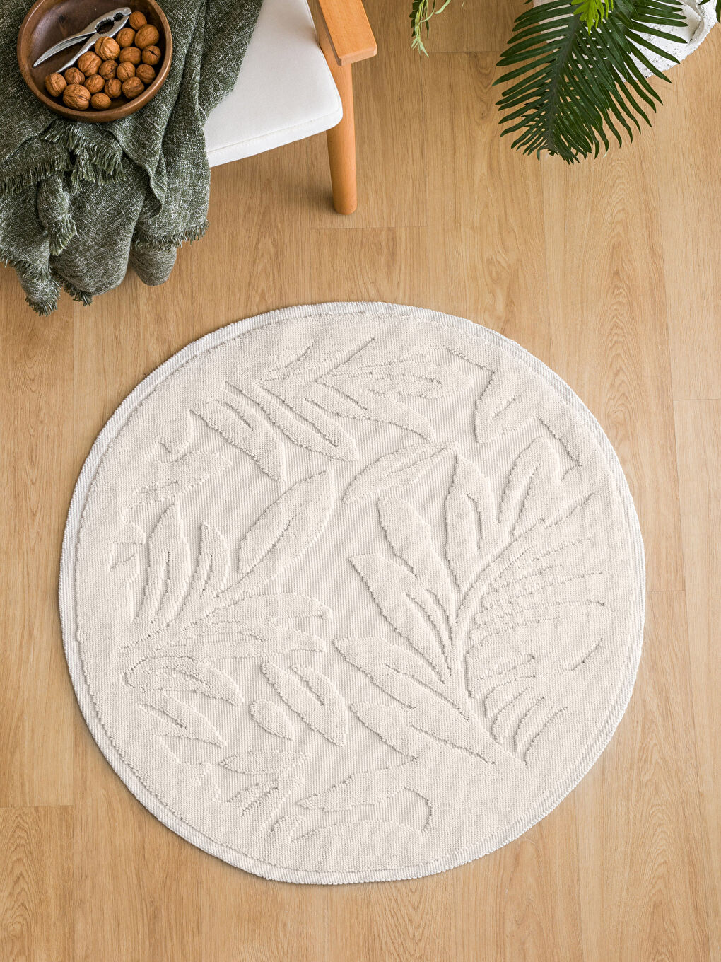 Tapis de bain rond à motifs 90x90 cm