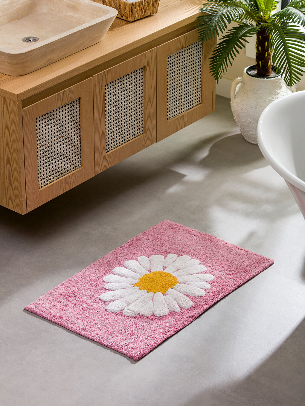 Tapis de bain brodé floral 50x80 cm