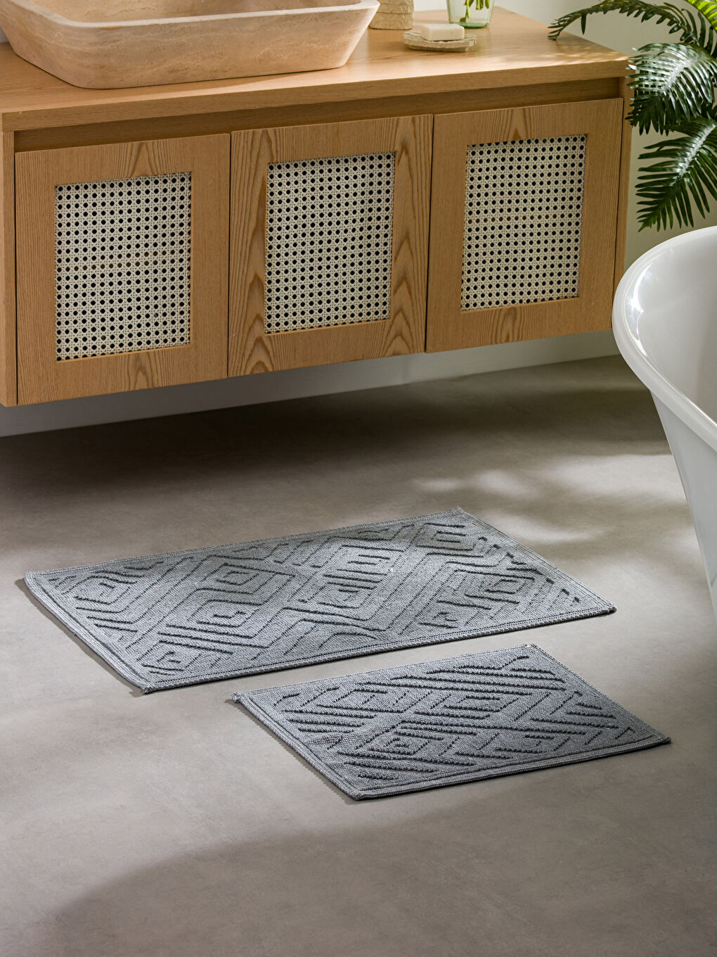 Gri Desenli Banyo Paspası 2'li