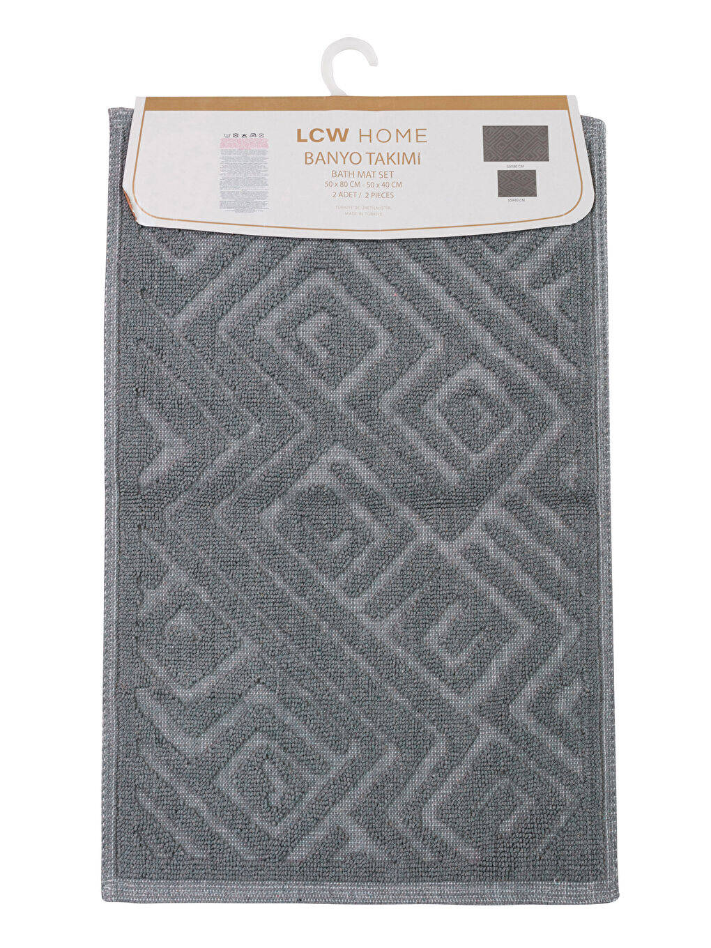 Gri Desenli Banyo Paspası 2'li-4