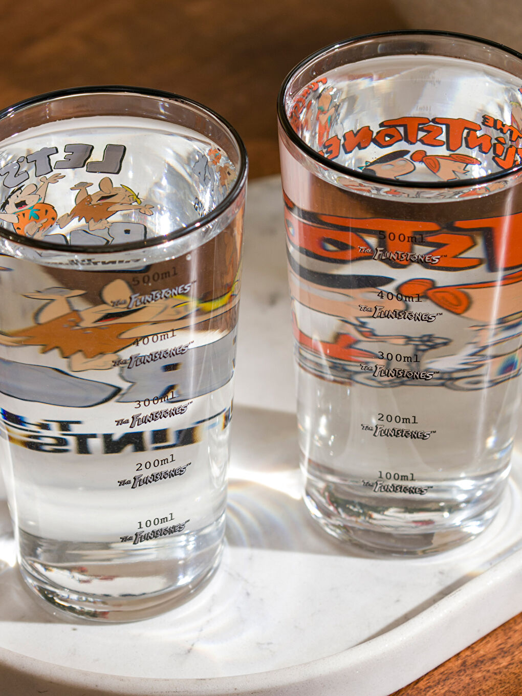 Karışık Taş Devri Baskılı Cam Bardak Seti 570 ml-3