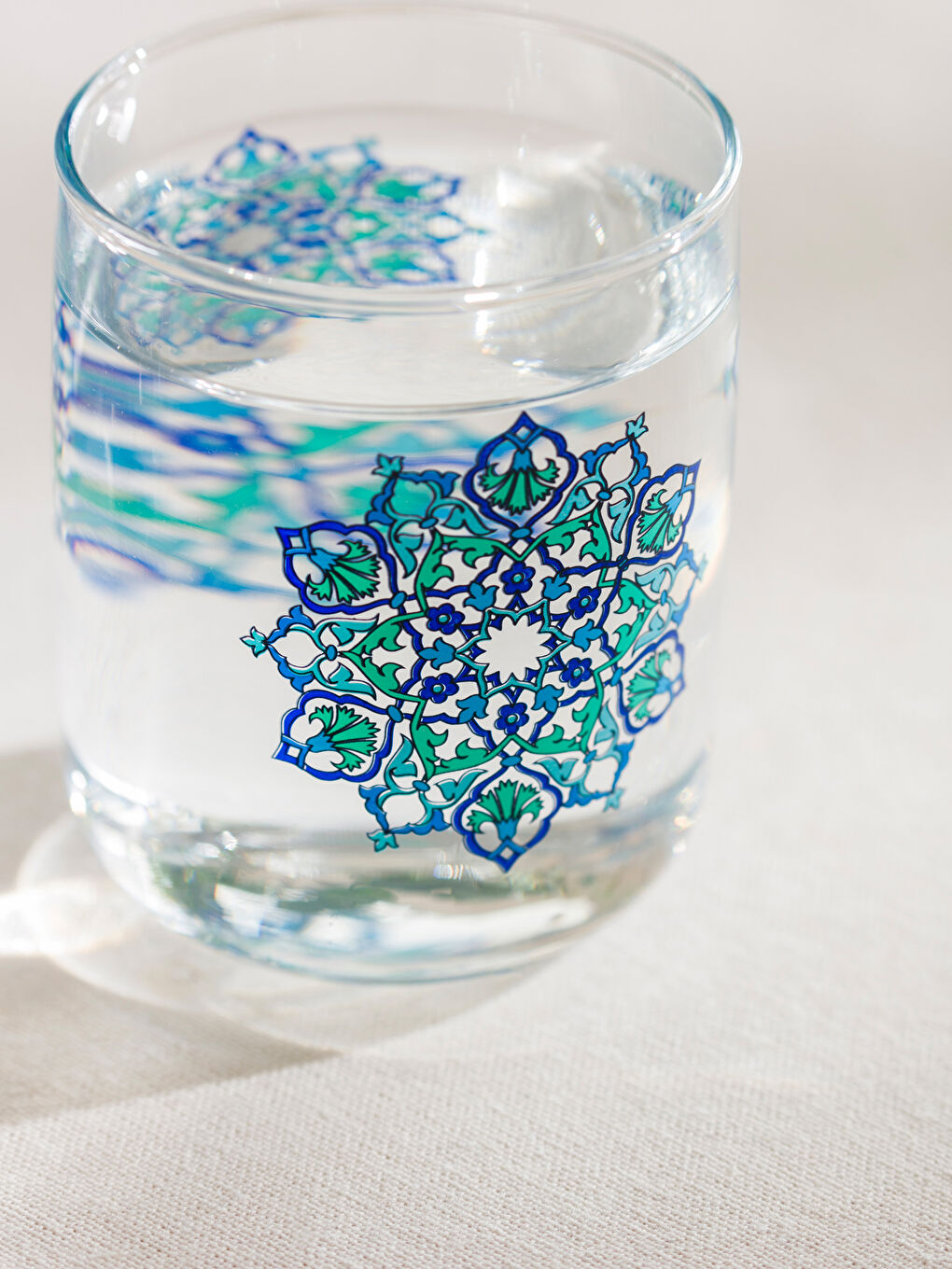 Mavi Baskılı Cam Bardak 3'lü 280 ml-3