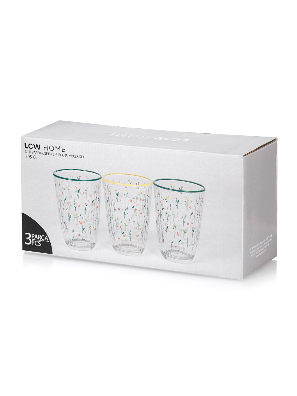 Karışık Çiçek Baskılı Cam Bardak 395 ml-3