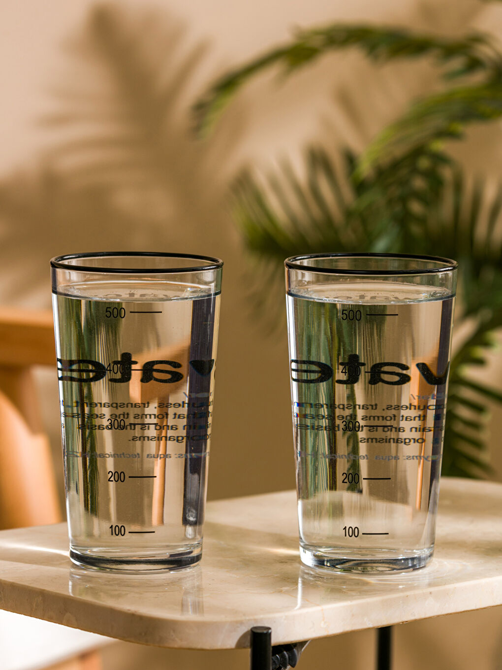 Siyah Baskılı Cam Bardak Seti 2'li 570 ml-1