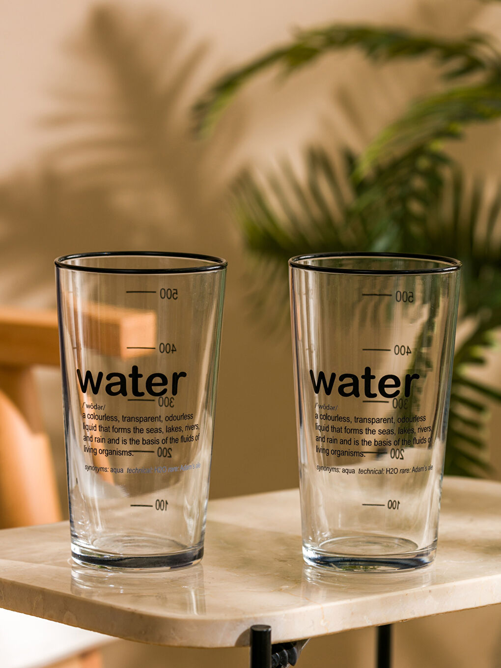 Siyah Baskılı Cam Bardak Seti 2'li 570 ml-2