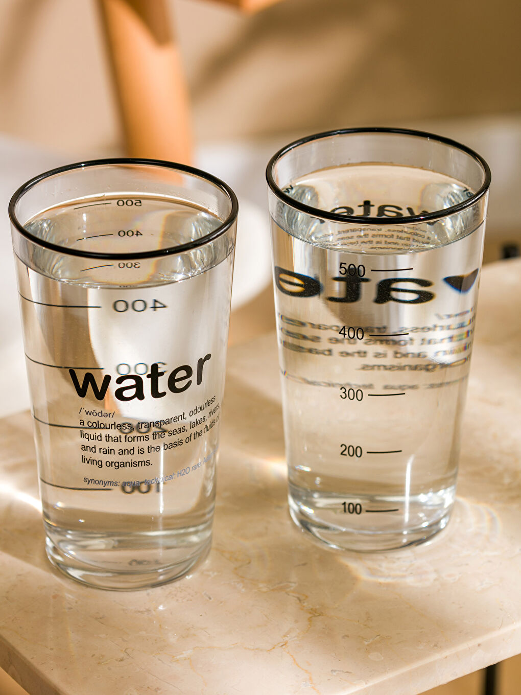 Siyah Baskılı Cam Bardak Seti 2'li 570 ml-3