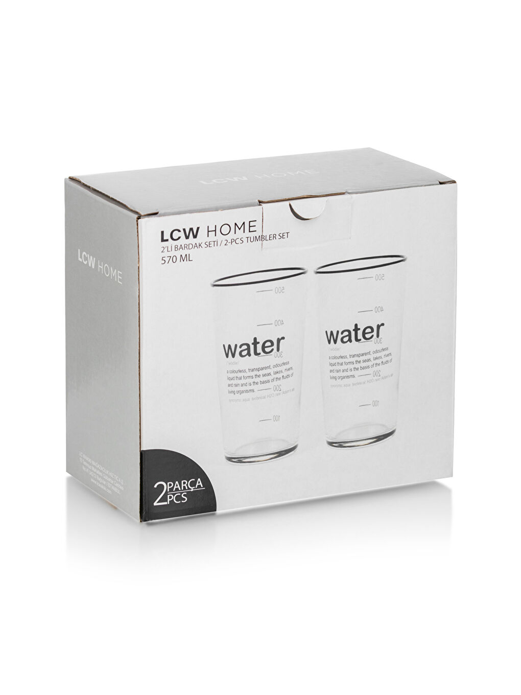 Siyah Baskılı Cam Bardak Seti 2'li 570 ml-4