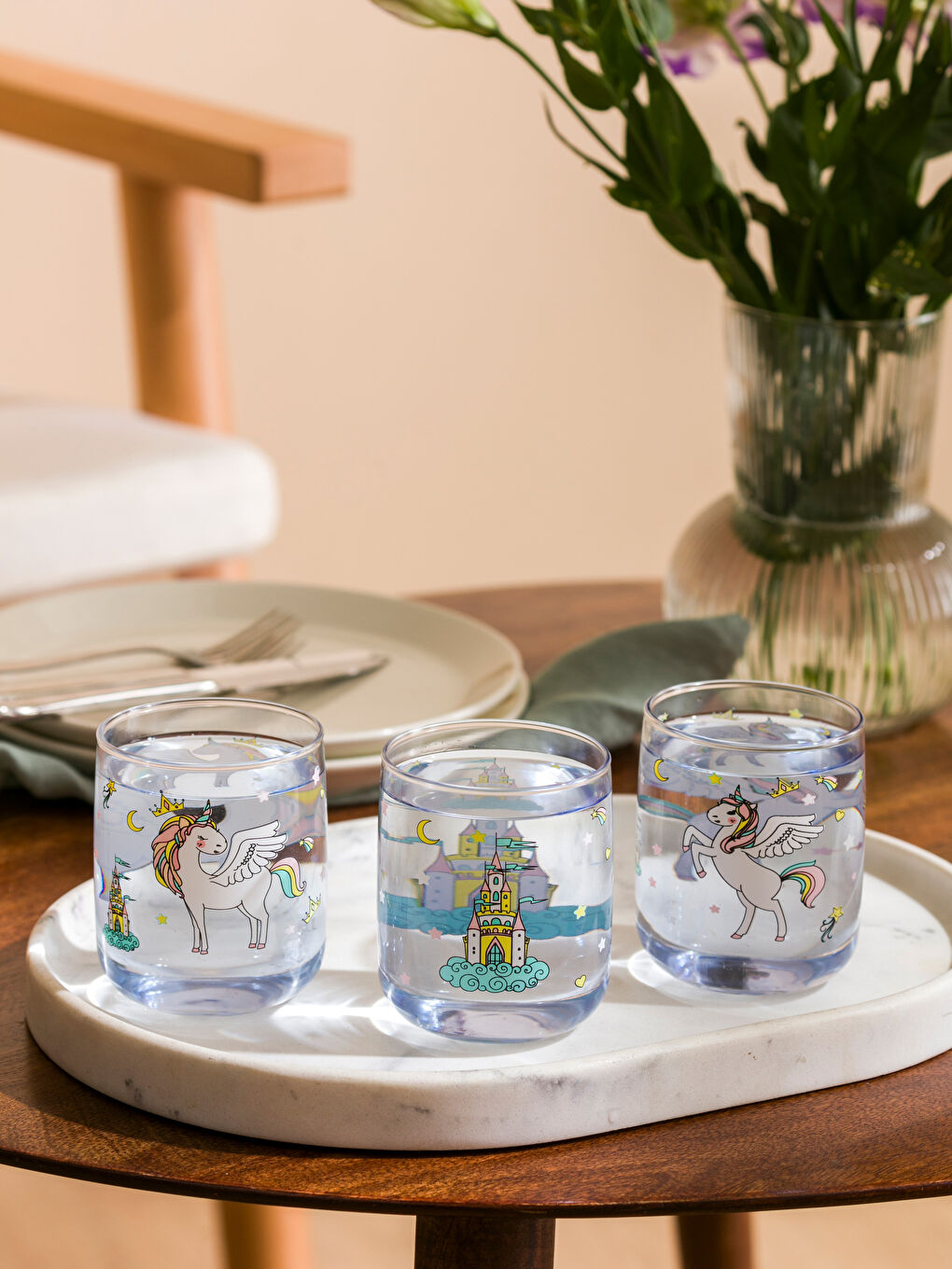 Karışık Baskılı Cam Bardak 3'lü 260 ml