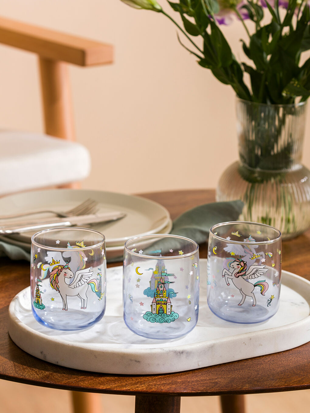 Karışık Baskılı Cam Bardak 3'lü 260 ml-1