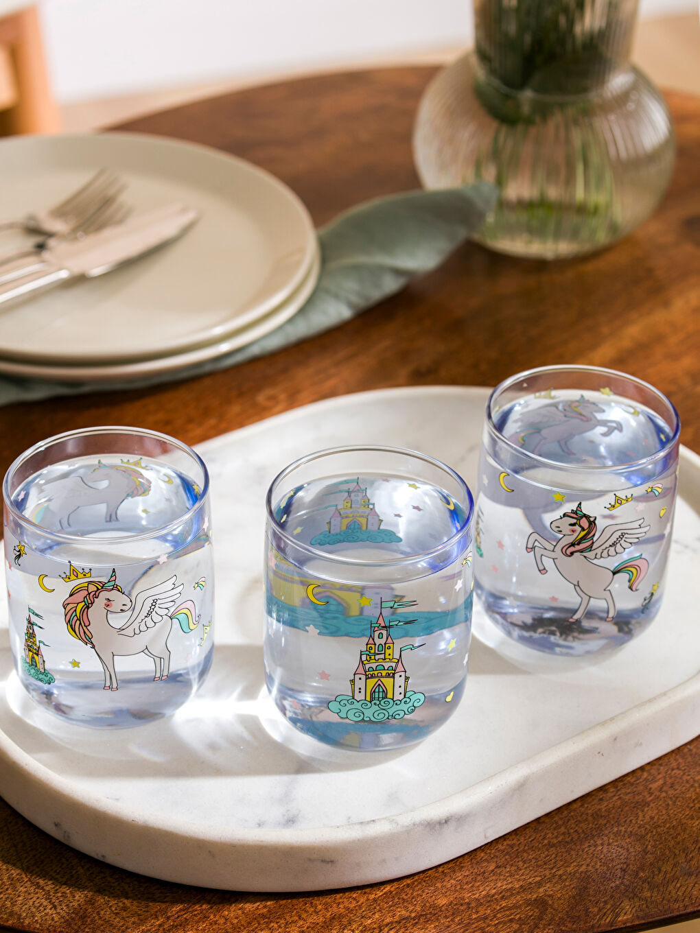 Karışık Baskılı Cam Bardak 3'lü 260 ml-2