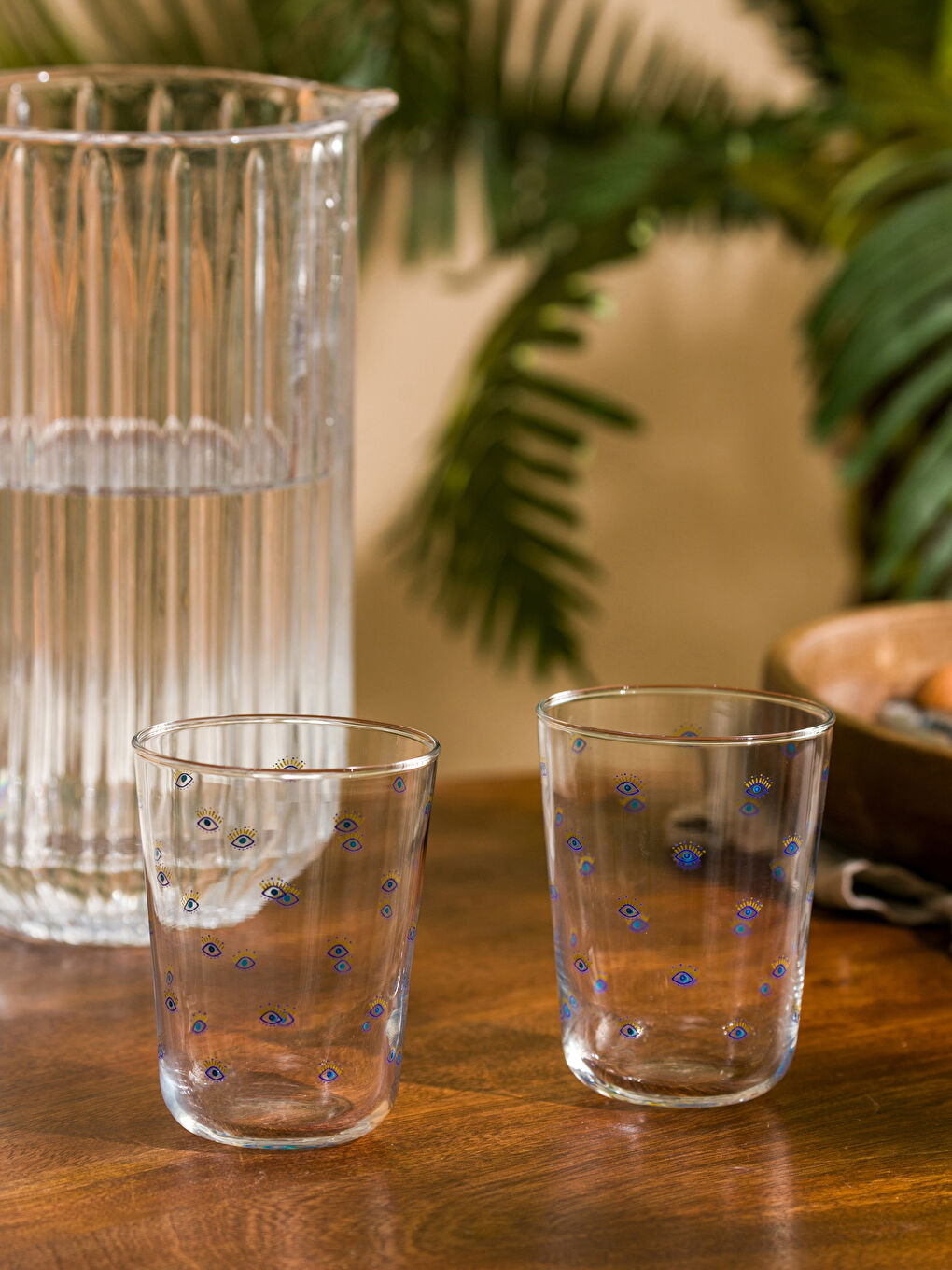 Mavi Göz Baskılı Cam Bardak Seti 6'lı 250 ml-1