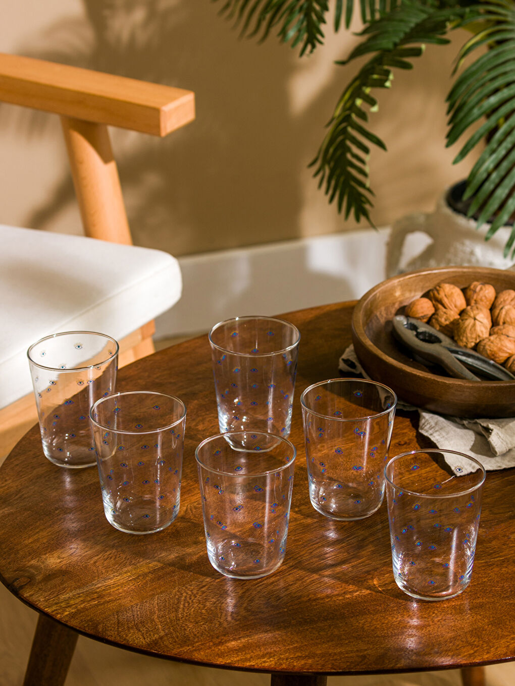 Mavi Göz Baskılı Cam Bardak Seti 6'lı 250 ml-2