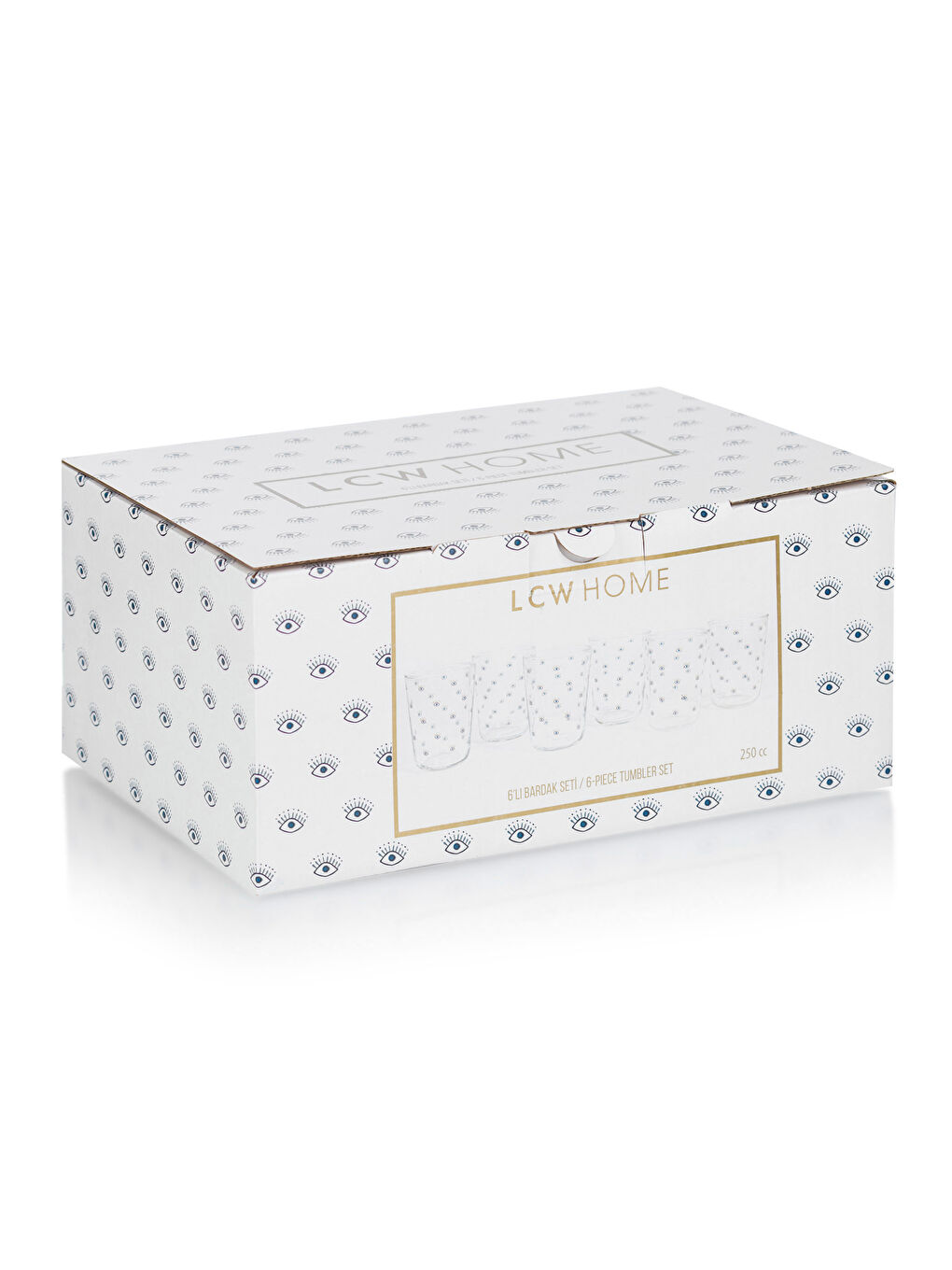 Mavi Göz Baskılı Cam Bardak Seti 6'lı 250 ml-4