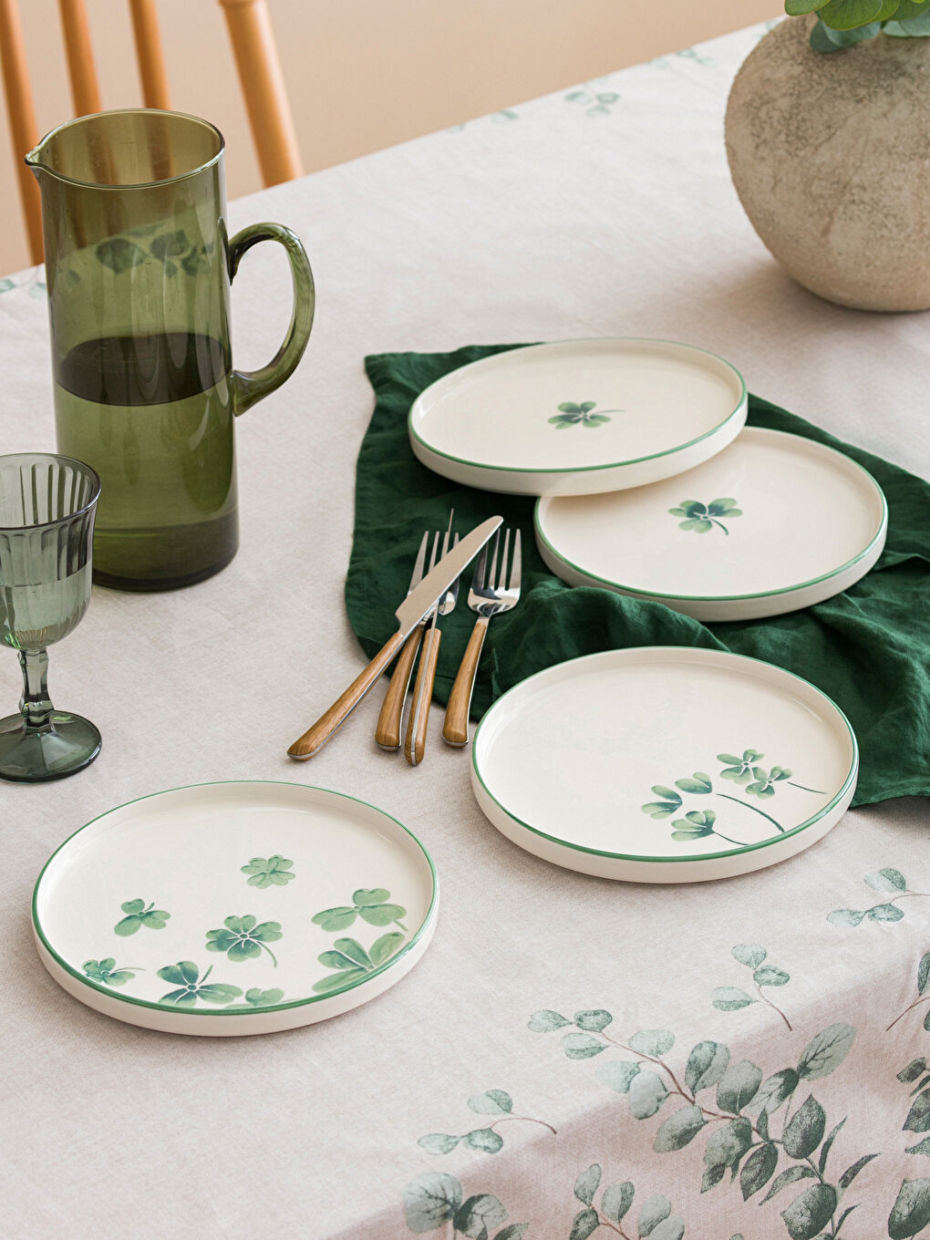 Assiette à gâteau en céramique imprimée Lot de 4 pièces 20 cm