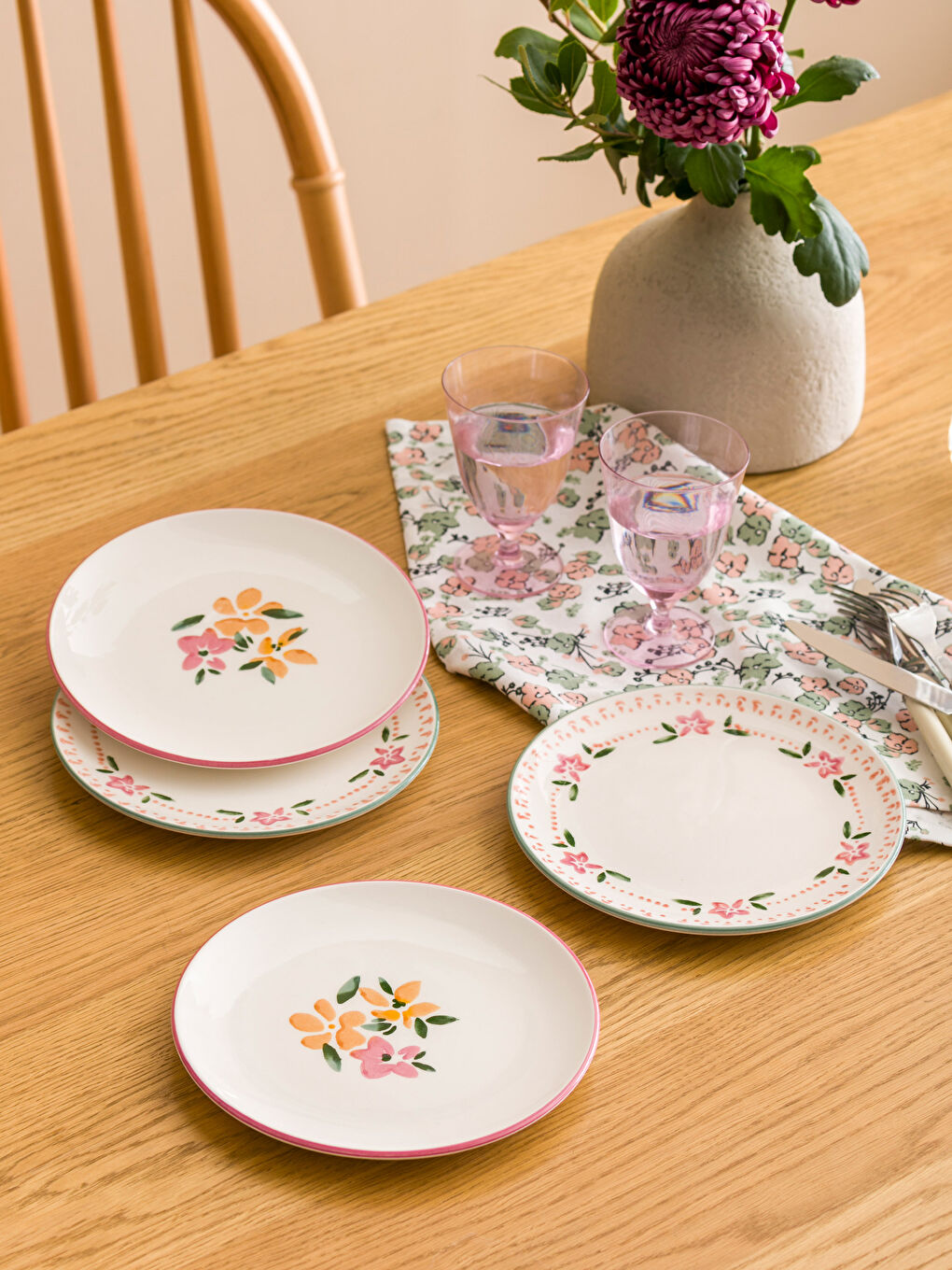 Set Farfurii pentru Tort din Ceramică Imprimată, Pachet de 4