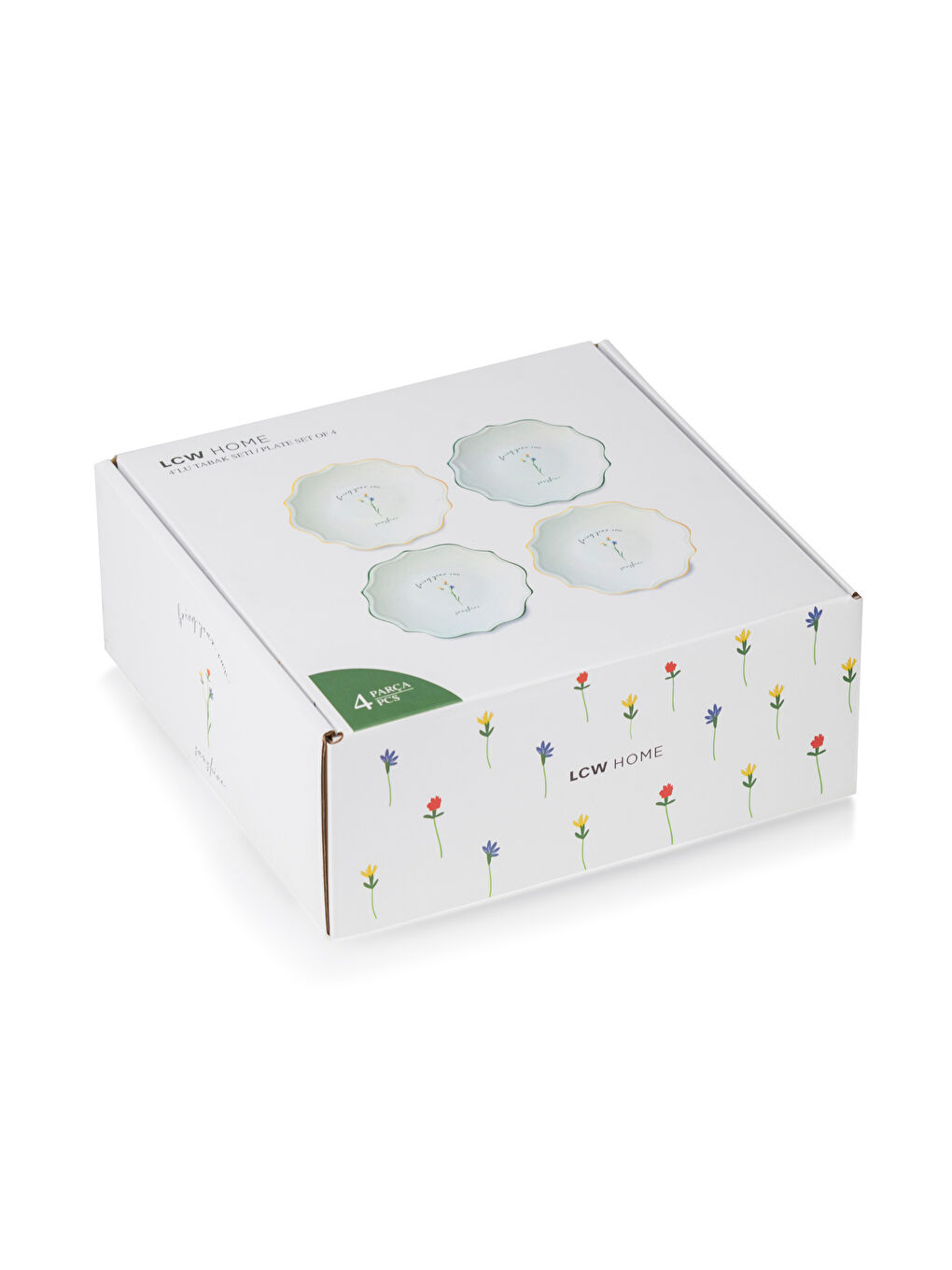 Assiette à gâteau en céramique imprimée Lot de 4 pièces 19 cm-4