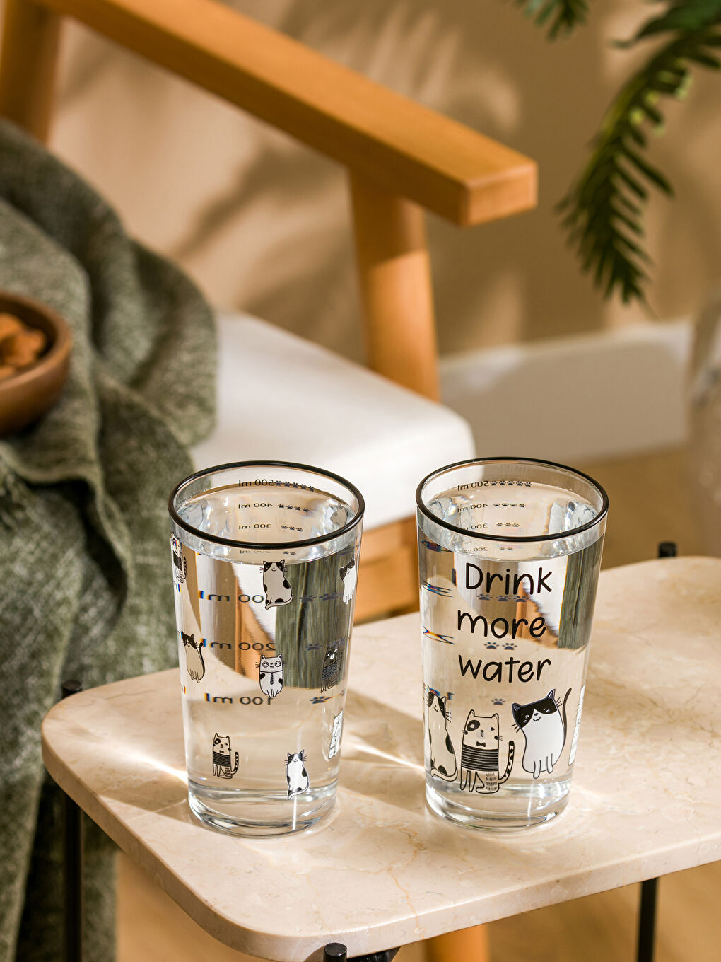 Siyah Baskılı Cam Bardak 2'li 570 ml