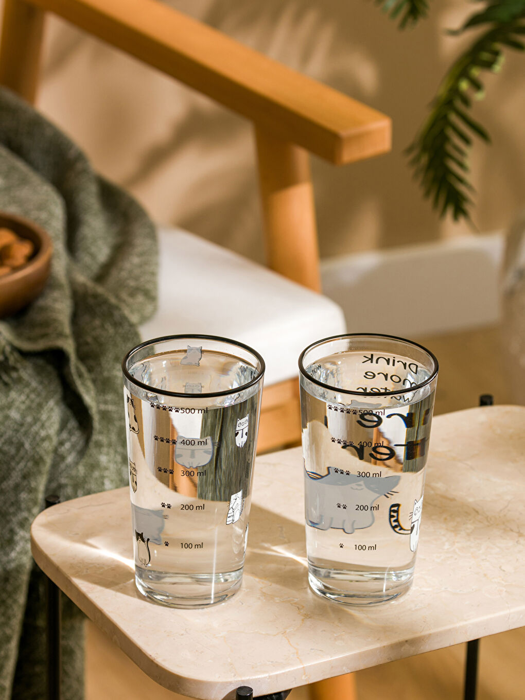 Siyah Baskılı Cam Bardak 2'li 570 ml-1