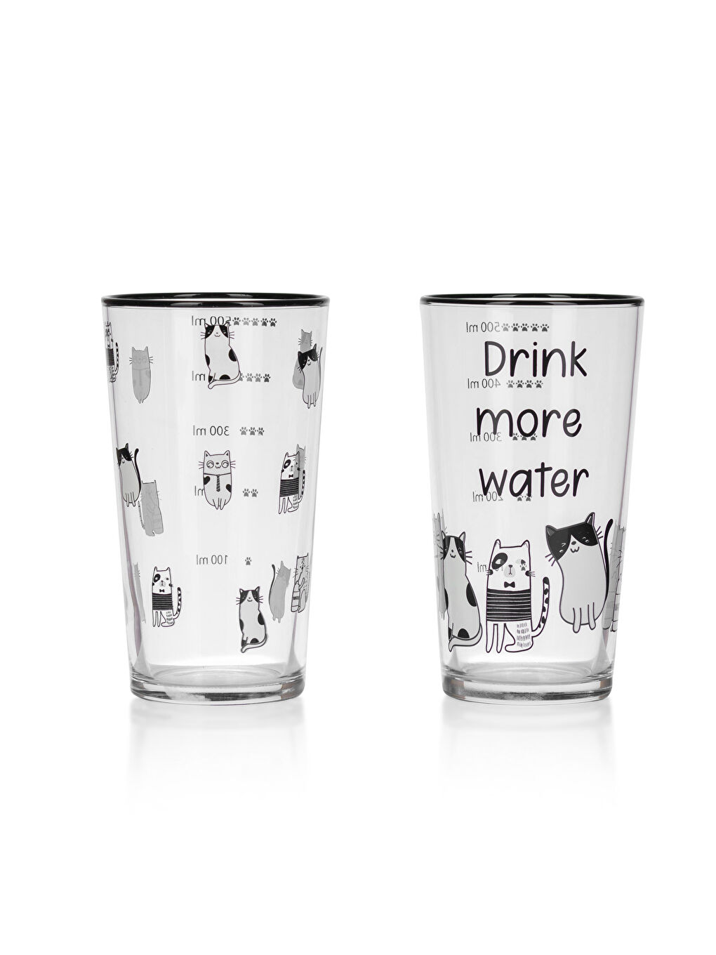 Siyah Baskılı Cam Bardak 2'li 570 ml-5