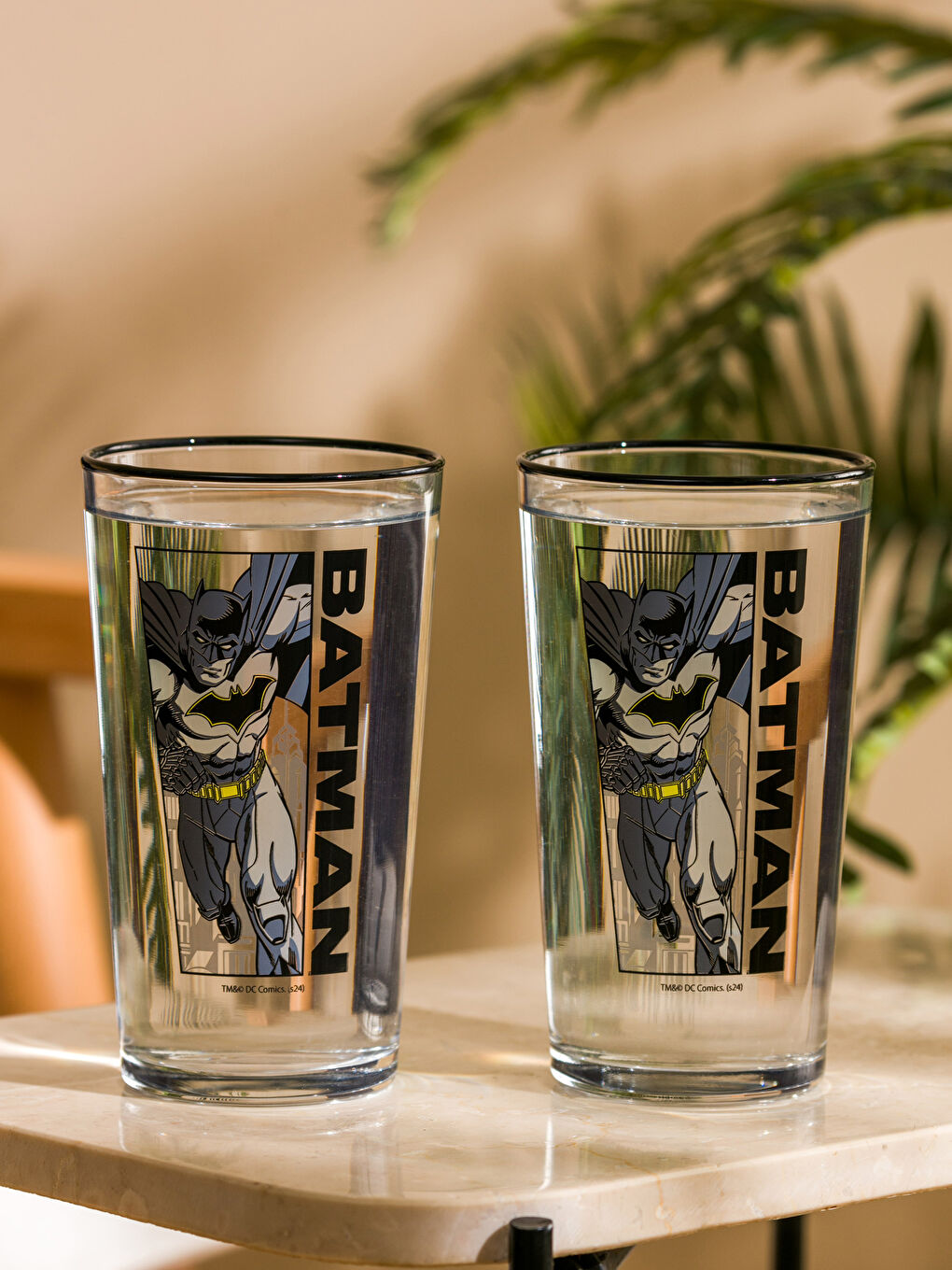 LCW HOME Siyah Batman Baskılı Cam Bardak 2'li 570 ml