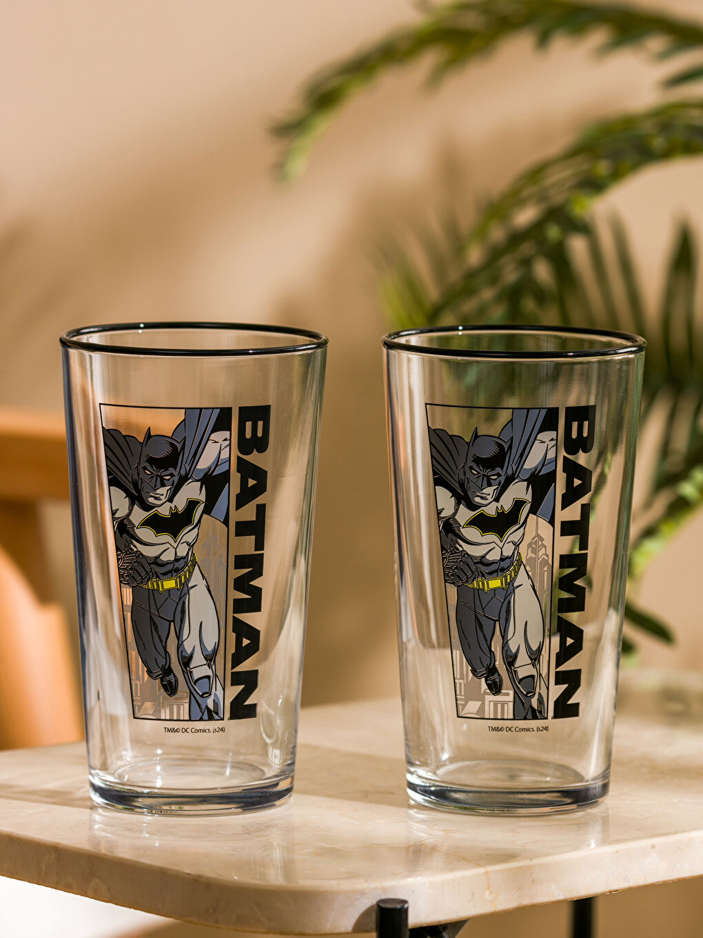 LCW HOME Siyah Batman Baskılı Cam Bardak 2'li 570 ml - 1