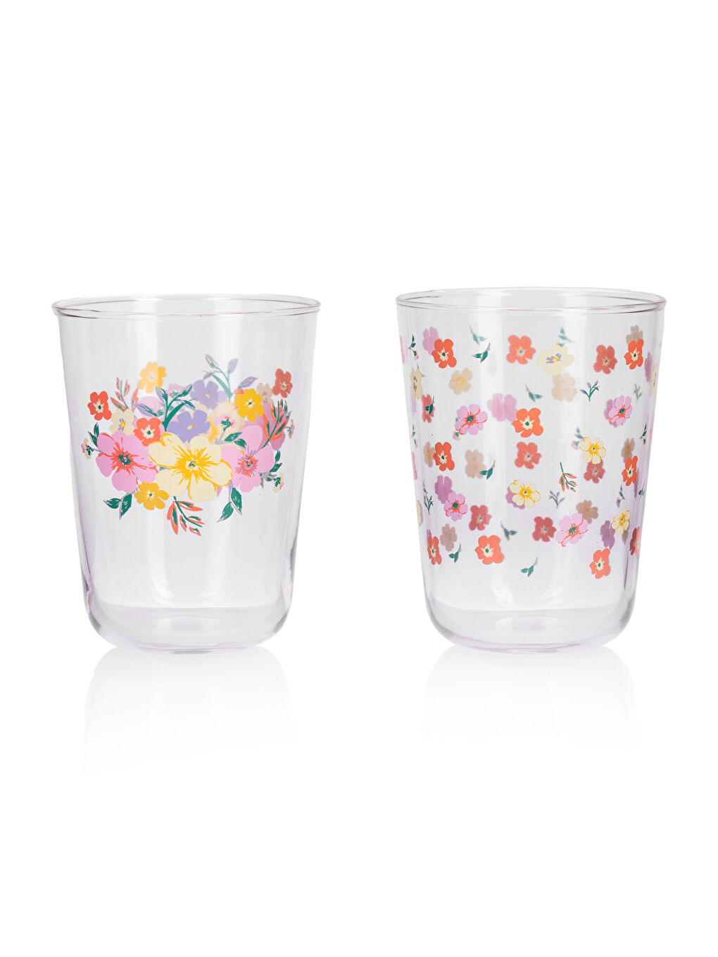 Karışık Çiçek Desenli Cam Bardak 4'lü 250 ml-4