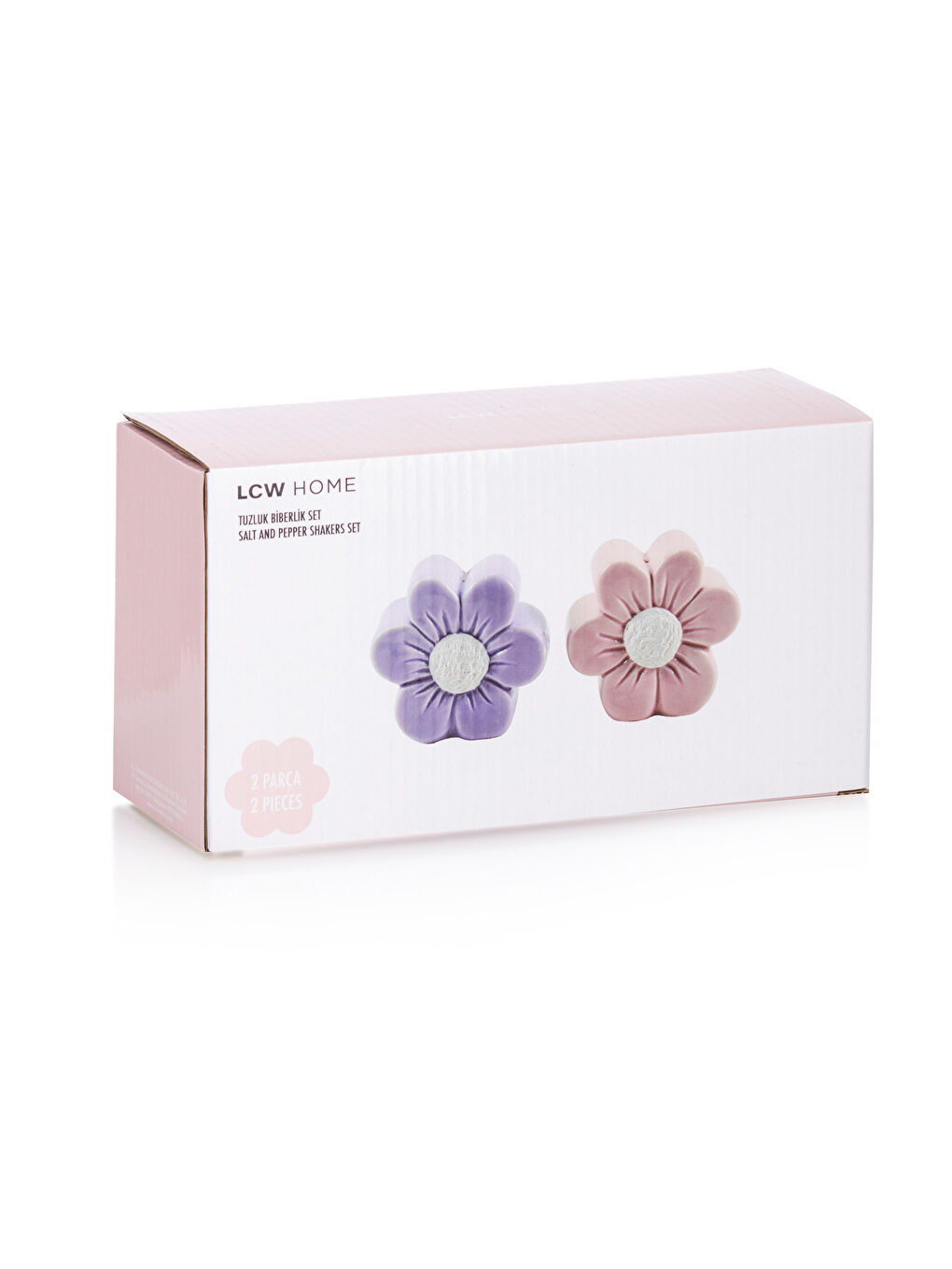 Pembe Çiçek Figürlü Tuzluk ve Biberlik-3