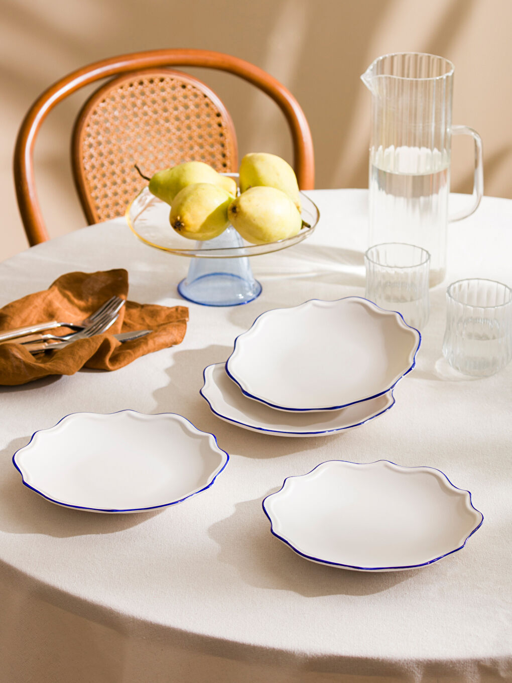 Set Farfurii pentru Tort din Ceramică cu Model Pachet de 4 20 cm