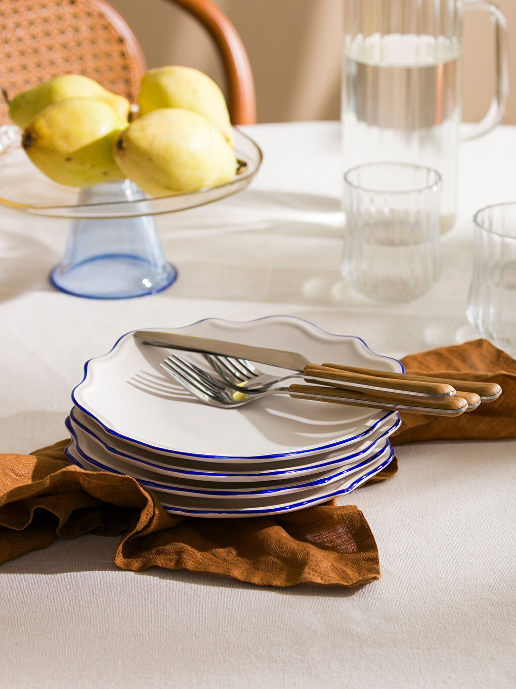 Set Farfurii pentru Tort din Ceramică cu Model Pachet de 4 20 cm-1