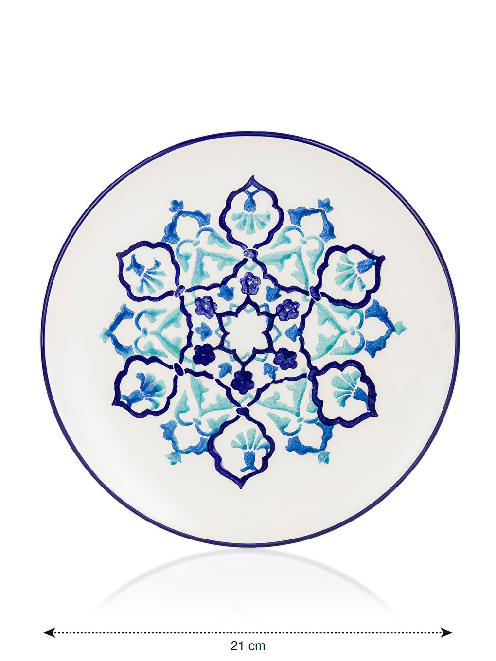 Mavi Baskılı Seramik Pasta Tabağı 21 cm-4