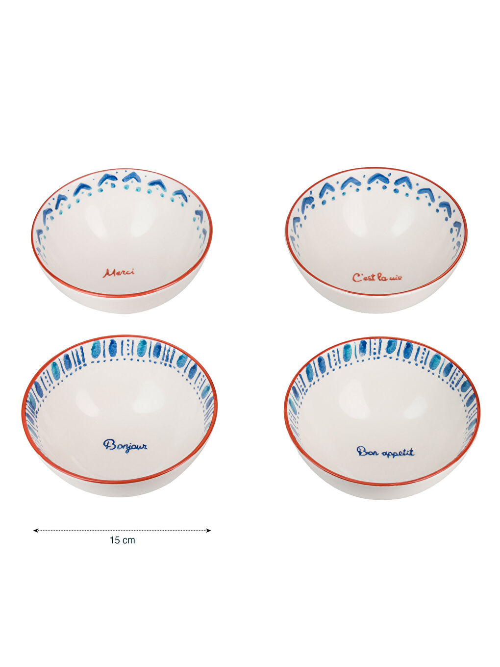 LCW HOME Printed Ceramic Bowl Set 4-pack 15 cm -S4HE54Z8-F9C