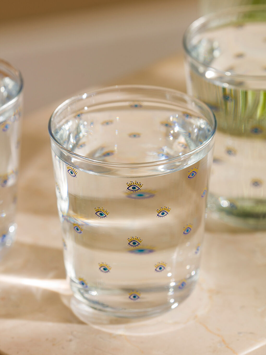 Mavi Göz Baskılı Cam Bardak 3'lü 315 ml-2