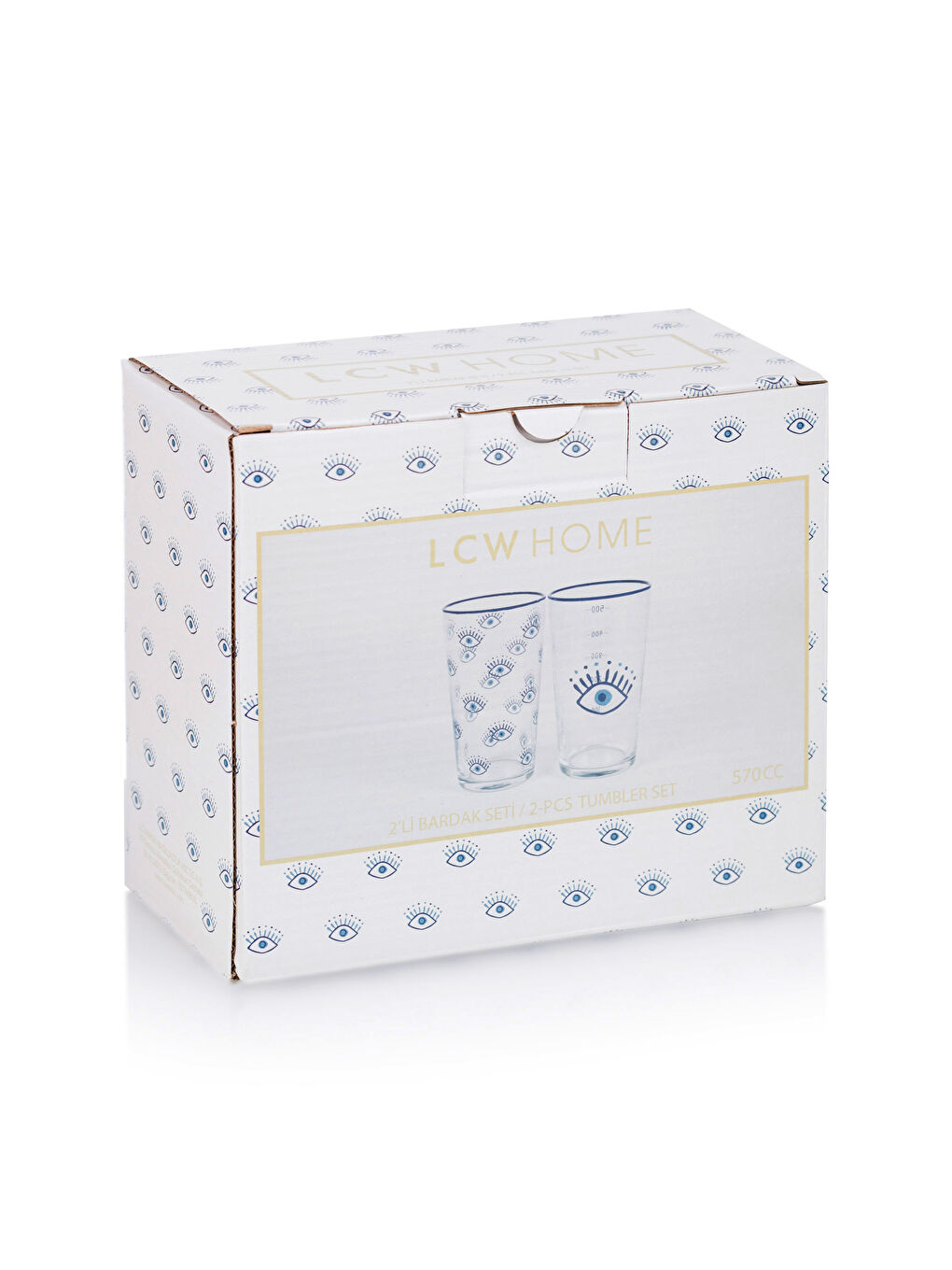 Mavi Göz Baskılı Cam Bardak 2'li 570 ml-4