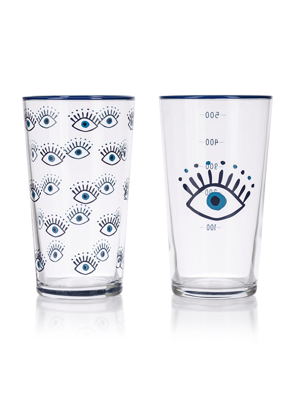 Mavi Göz Baskılı Cam Bardak 2'li 570 ml-5