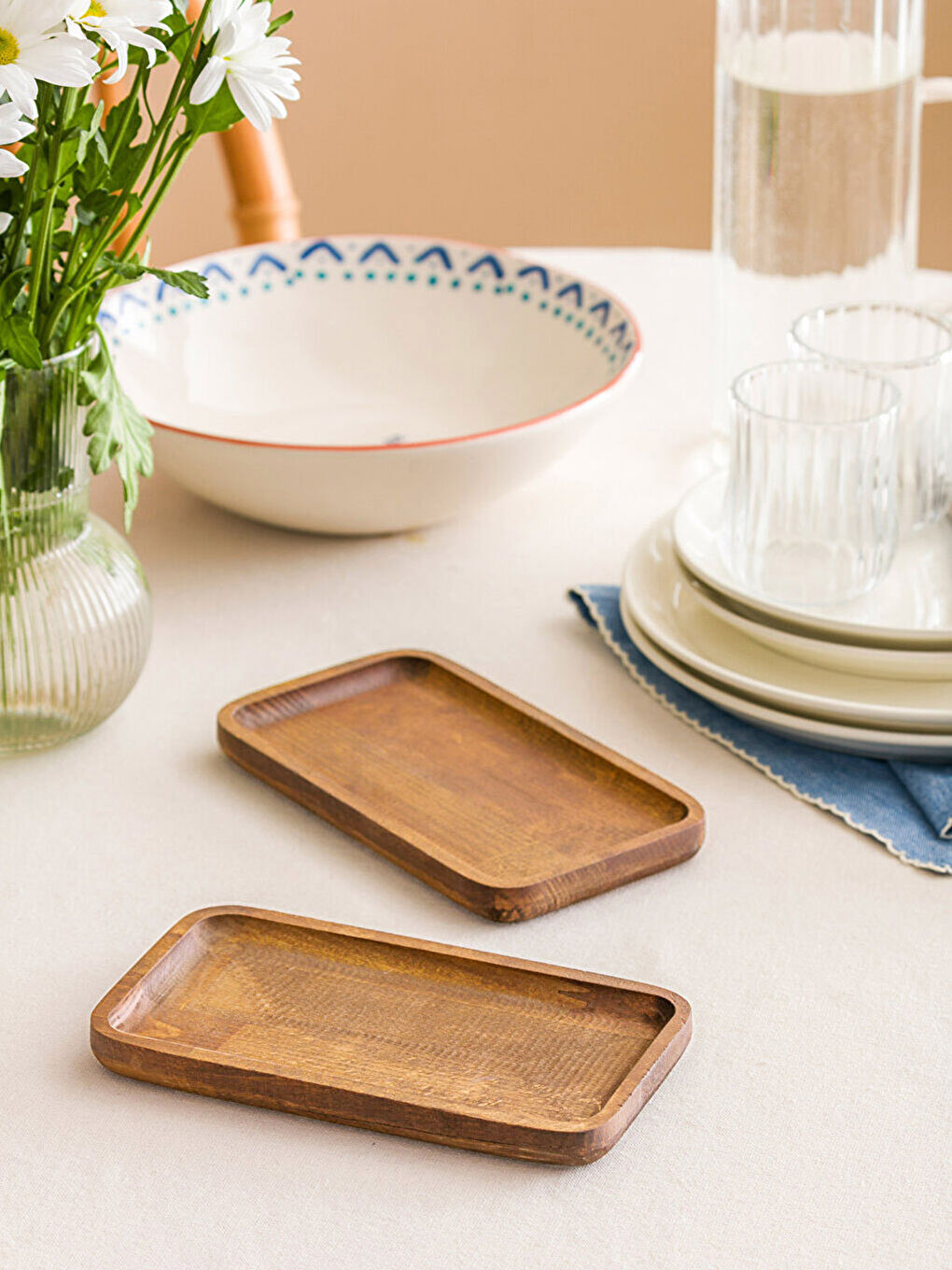 Wooden Serving Tray 2 Pack 20 cm