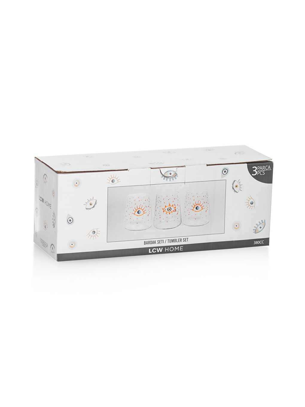 LCW HOME Göz Baskılı Cam Bardak 3'lü 380 ml -S4HE87Z8-F9C