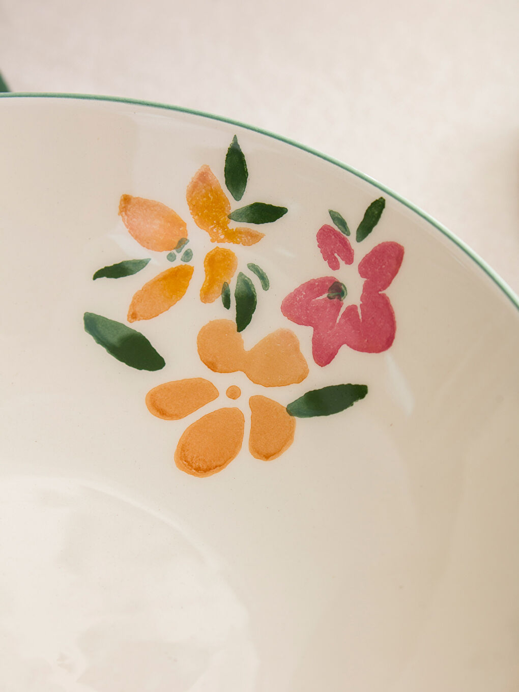 Karışık Çiçek Baskılı Seramik Salata Kasesi 26 cm-2