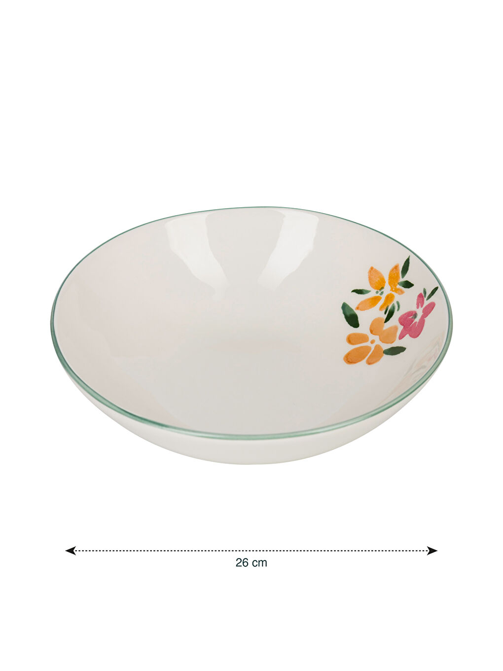 Karışık Çiçek Baskılı Seramik Salata Kasesi 26 cm-3