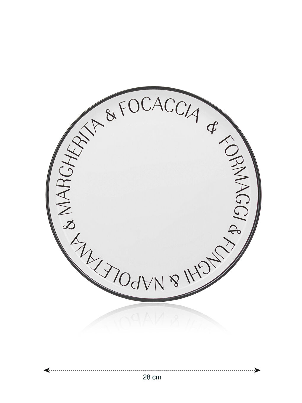 Siyah Baskılı Seramik Pizza Tabağı 28 cm-3